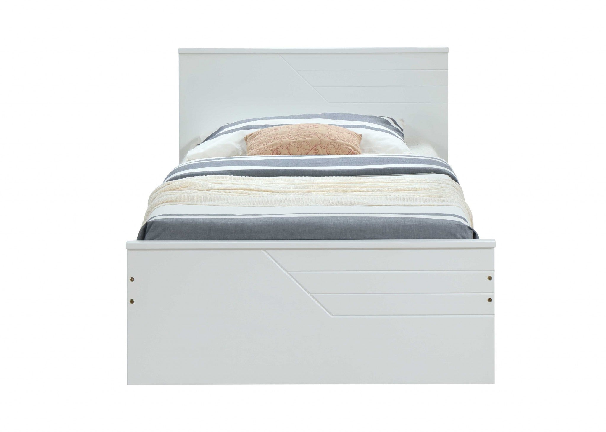 77inches X 41inches X 32inches Twin White Solid Wood Bed